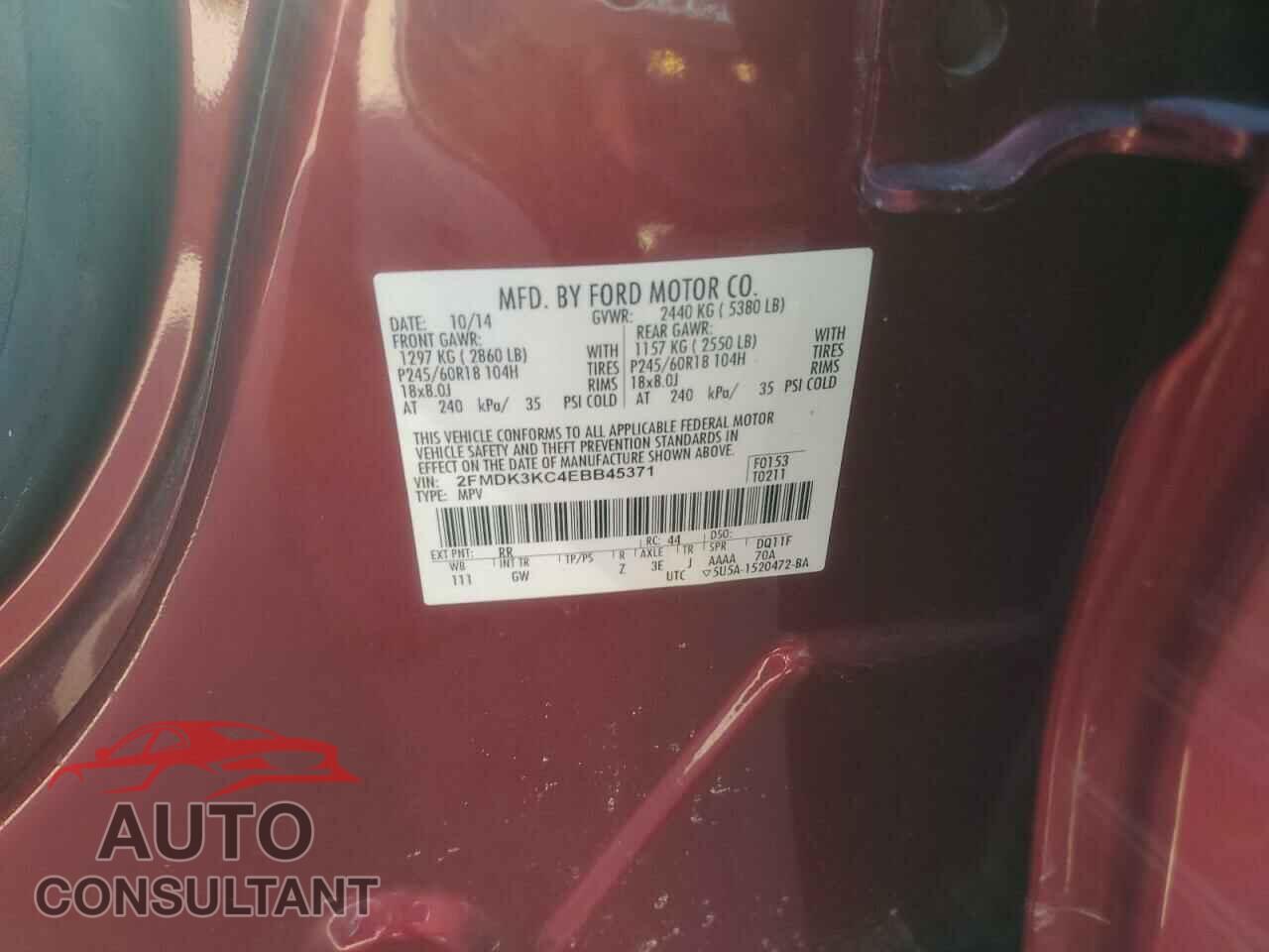 FORD EDGE 2014 - 2FMDK3KC4EBB45371