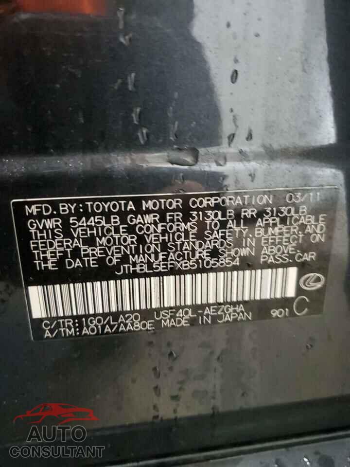 LEXUS LS460 2011 - JTHBL5EFXB5105854