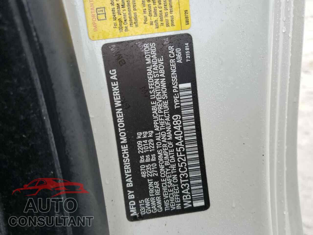 BMW 4 SERIES 2015 - WBA3T3C52F5A40489