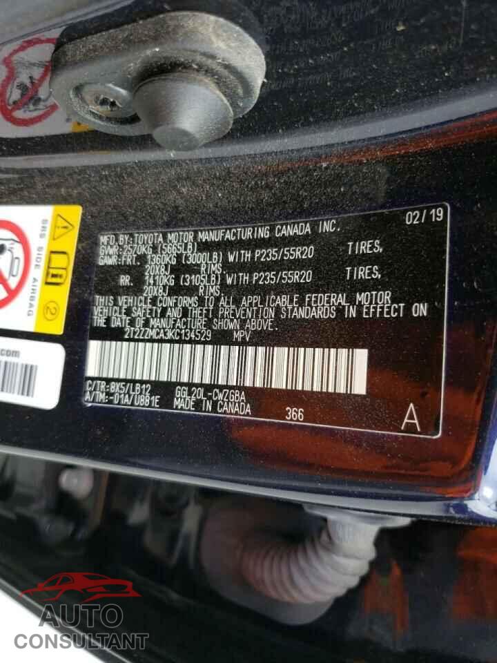 LEXUS RX350 2019 - 2T2ZZMCA3KC134529
