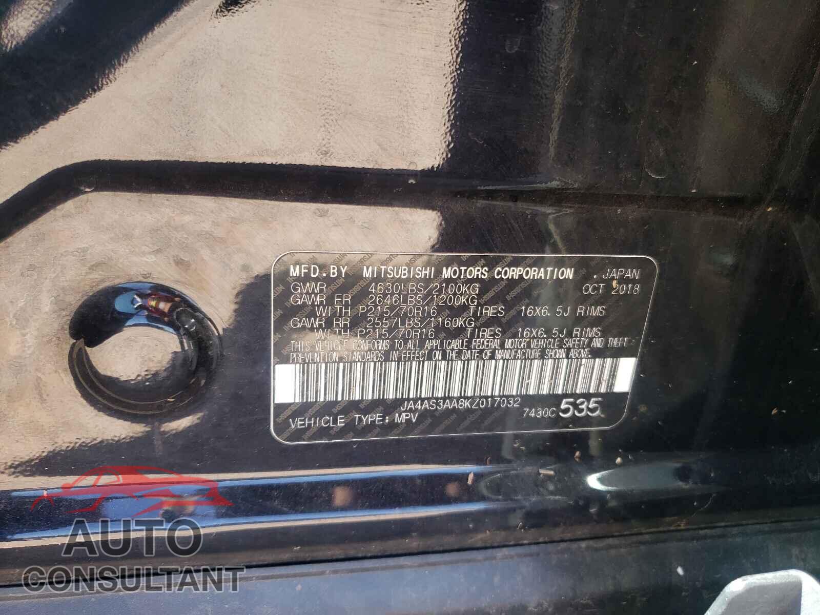 MITSUBISHI ECLIPSE 2019 - JA4AS3AA8KZ017032