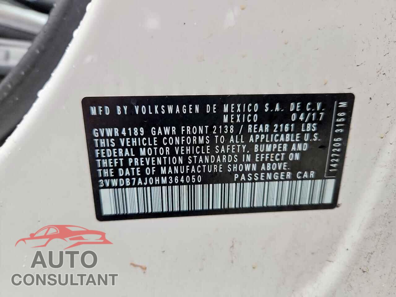 VOLKSWAGEN JETTA 2017 - 3VWDB7AJ0HM364050