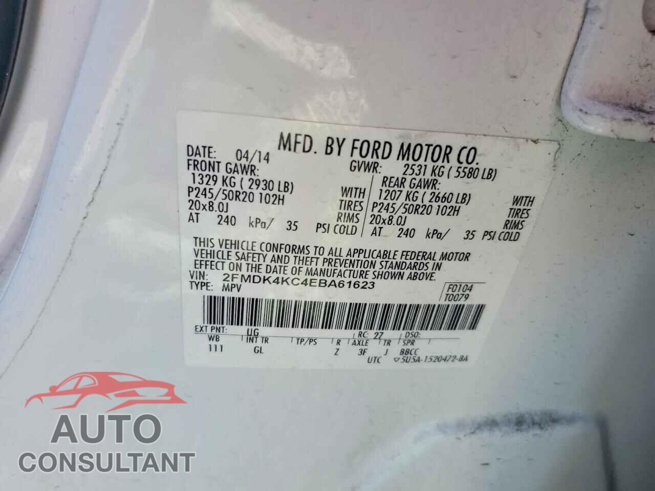 FORD EDGE 2014 - 2FMDK4KC4EBA61623
