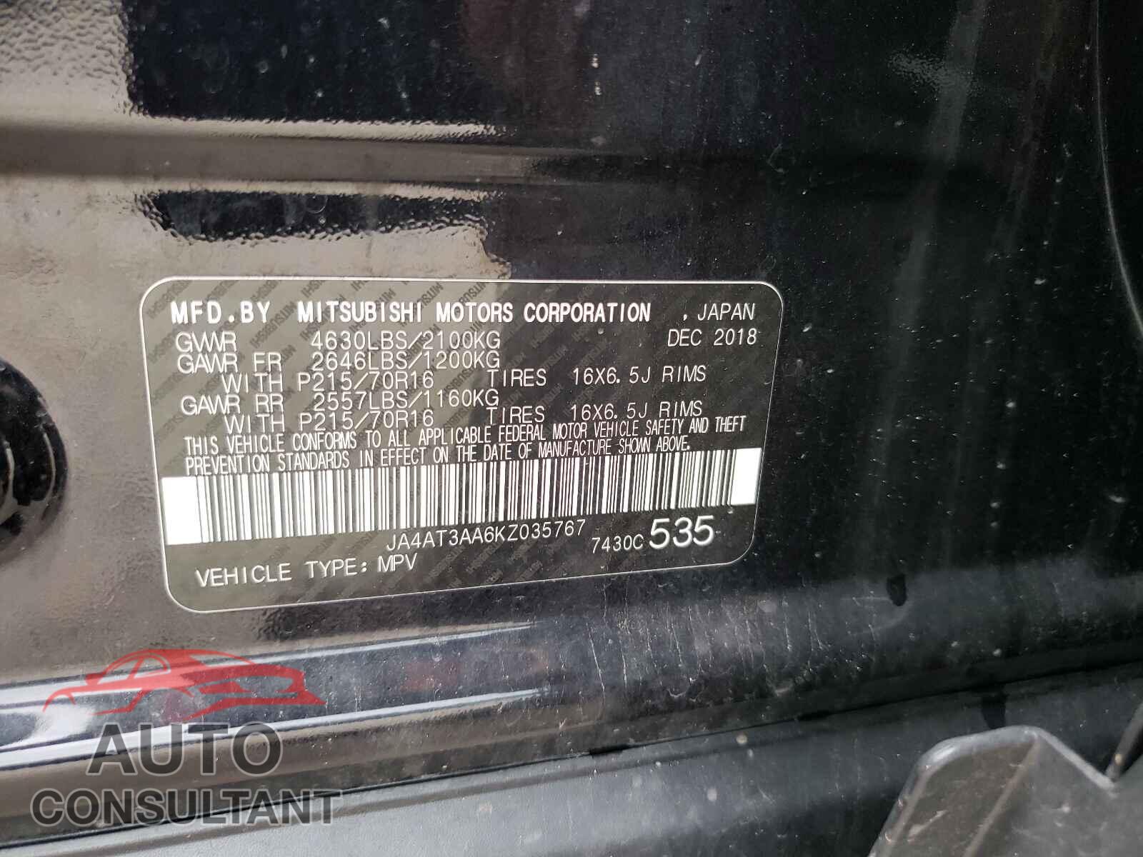 MITSUBISHI ECLIPSE 2019 - JA4AT3AA6KZ035767