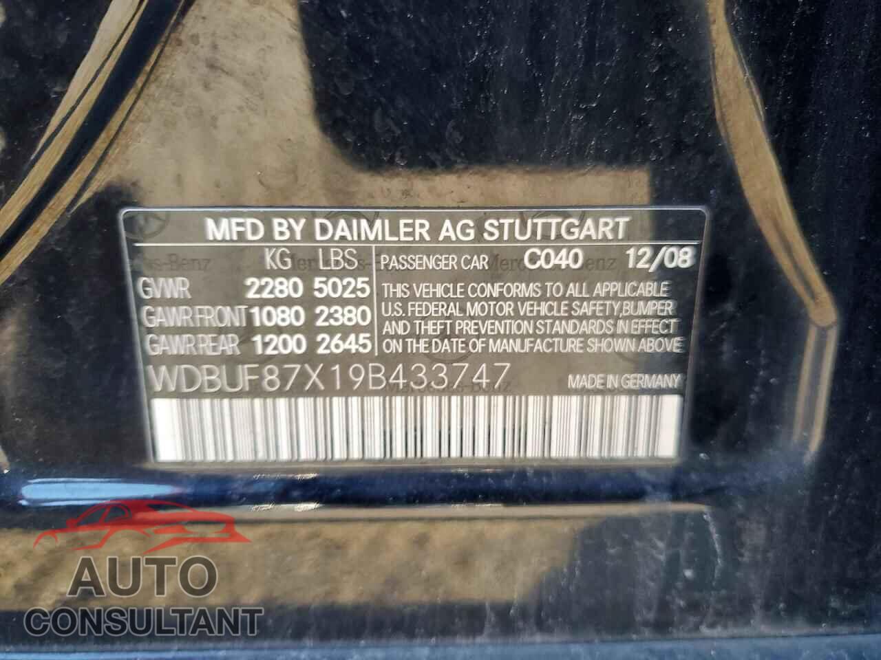 MERCEDES-BENZ E-CLASS 2009 - WDBUF87X19B433747