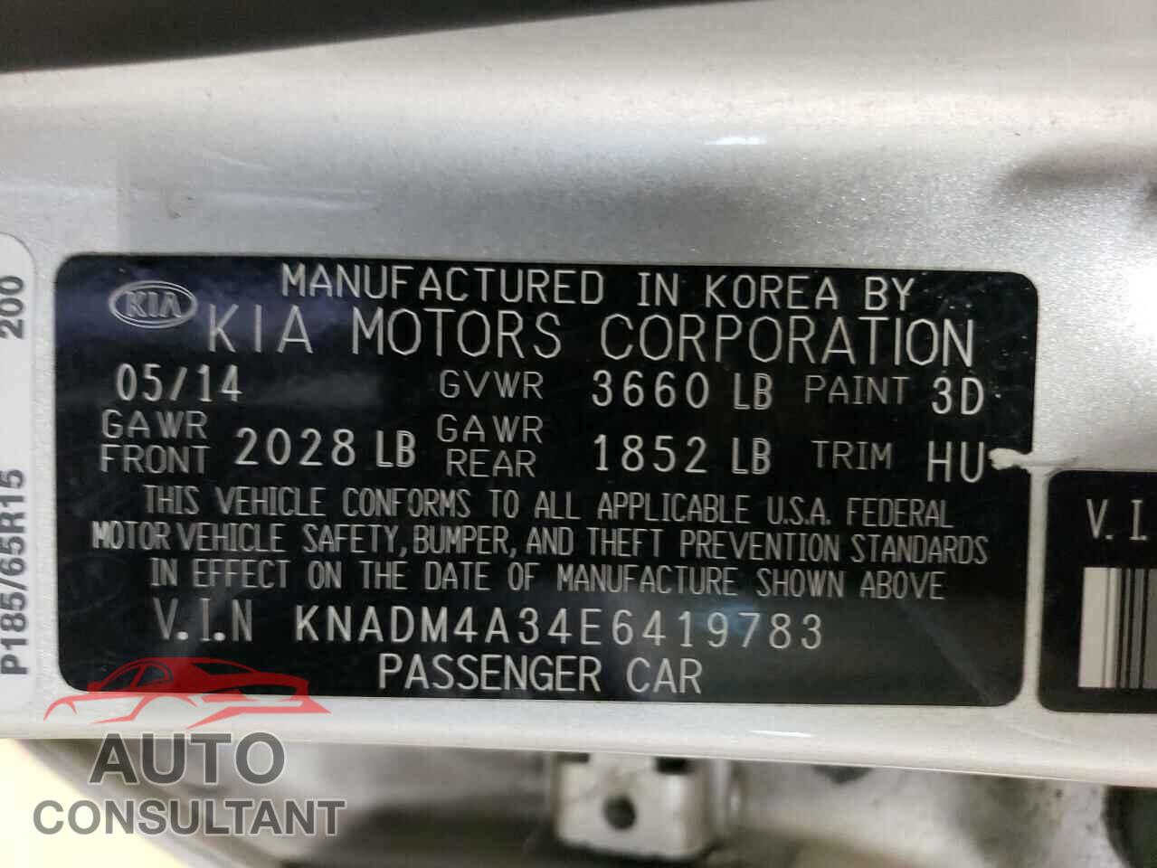KIA RIO 2014 - KNADM4A34E6419783