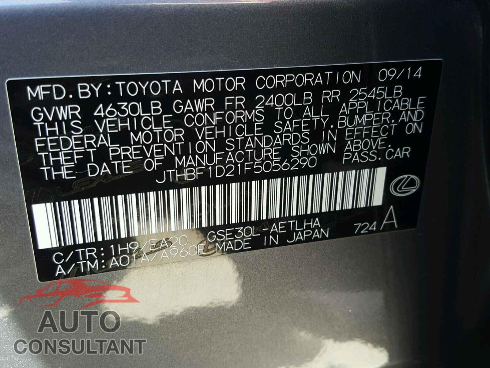 LEXUS IS 250 2015 - JTHBF1D21F5056290