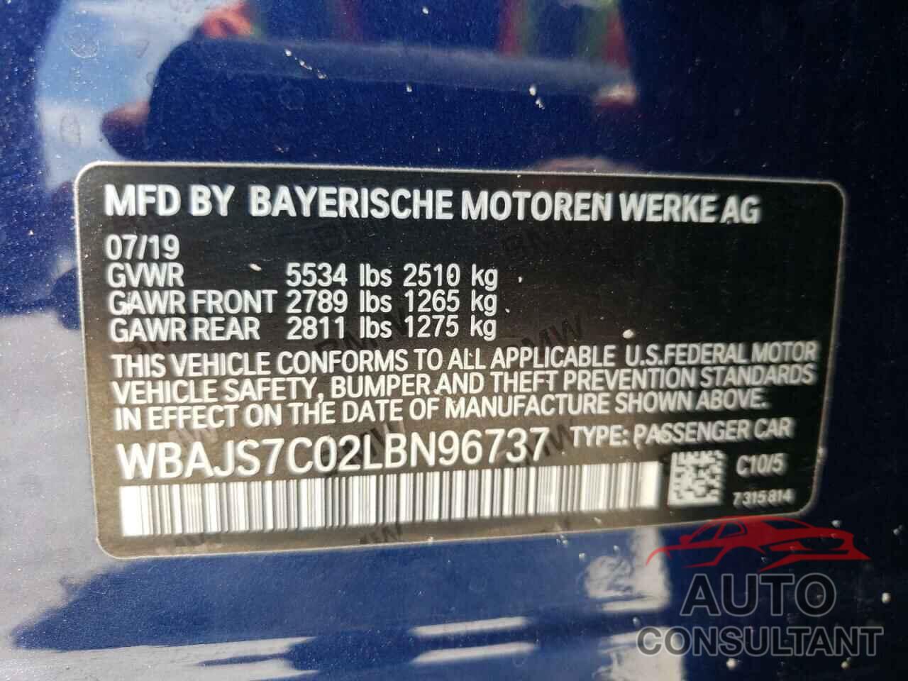 BMW M5 2020 - WBAJS7C02LBN96737
