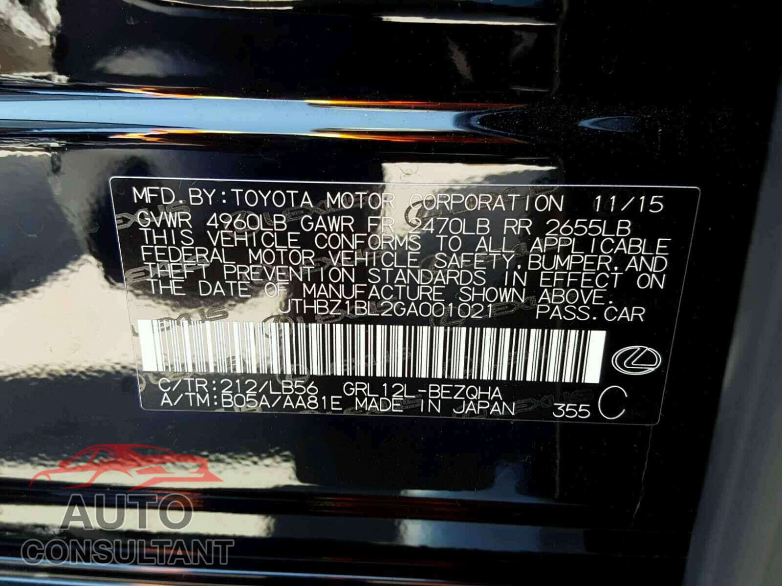 LEXUS GS350 2016 - JTHBZ1BL2GA001021