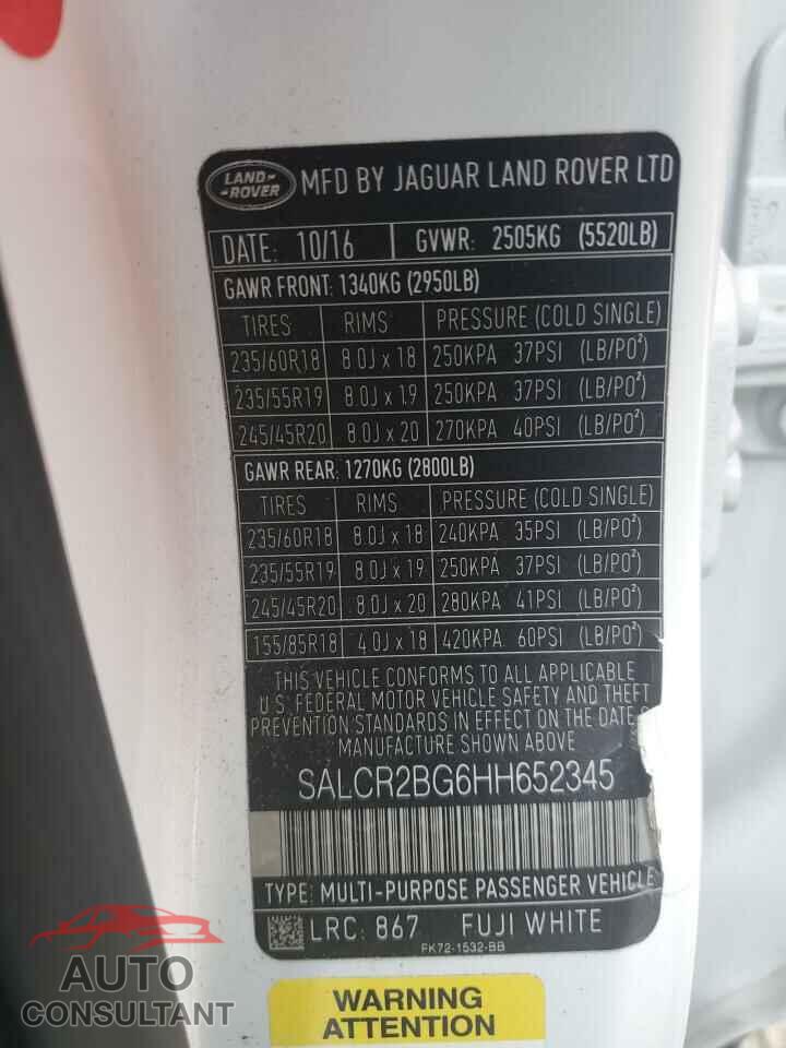 LAND ROVER DISCOVERY 2017 - SALCR2BG6HH652345