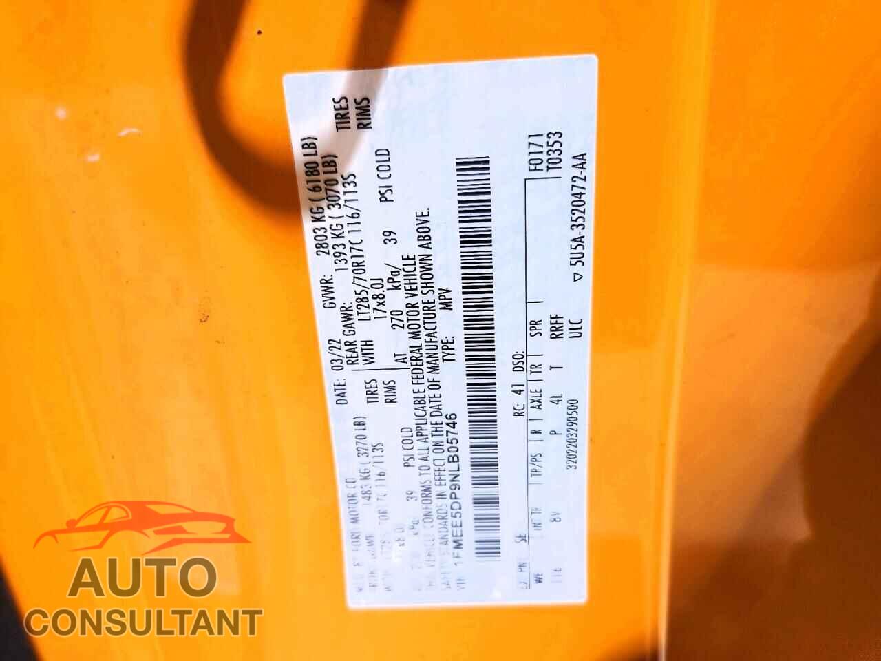 FORD BRONCO 2022 - 1FMEE5DP9NLB05746