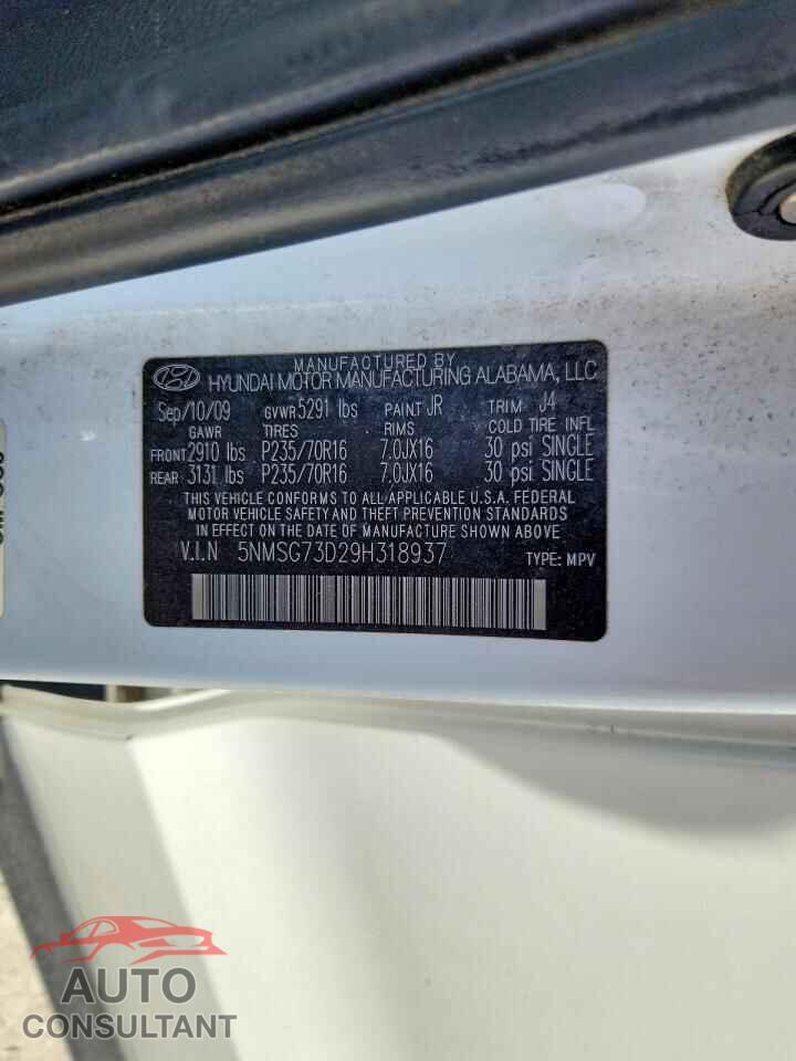 HYUNDAI SANTA FE 2009 - 5NMSG73D29H318937