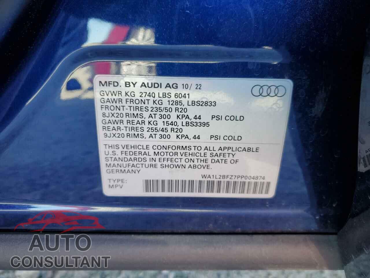 AUDI Q4 E-TRON 2023 - WA1L2BFZ7PP004874