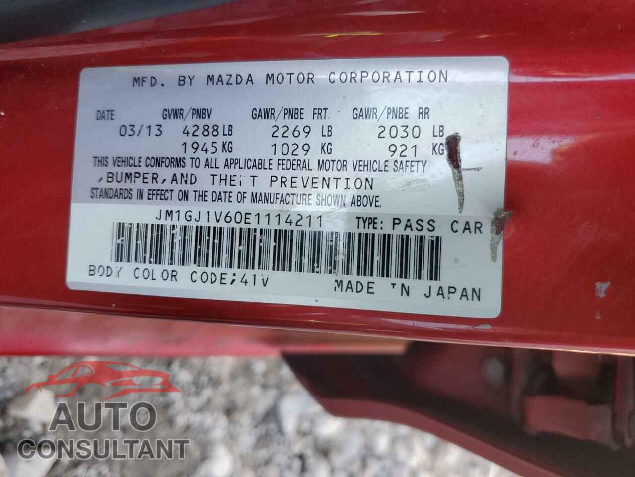 MAZDA 6 2014 - JM1GJ1V60E1114211