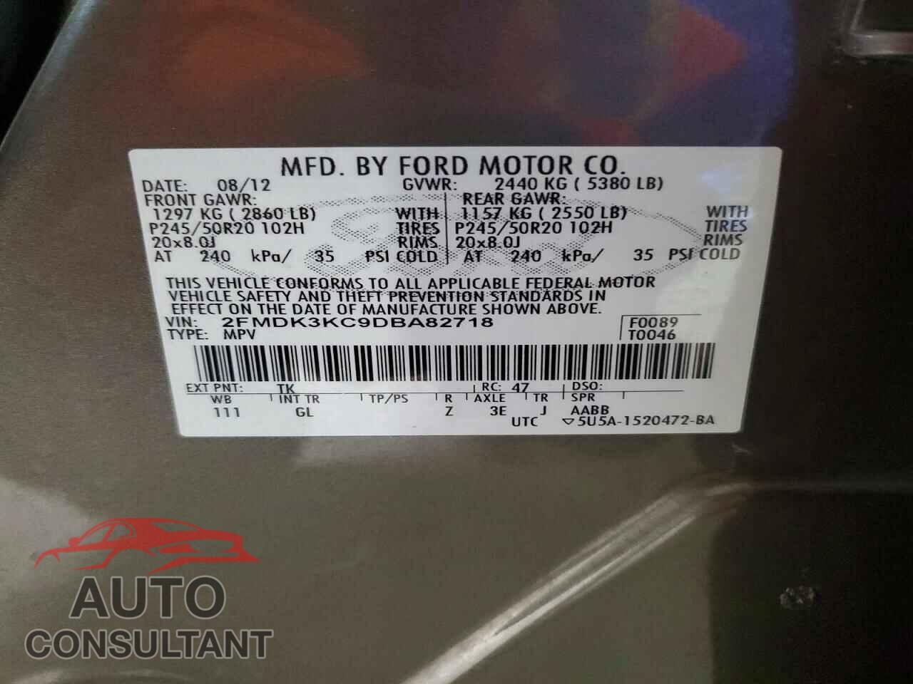 FORD EDGE 2013 - 2FMDK3KC9DBA82718