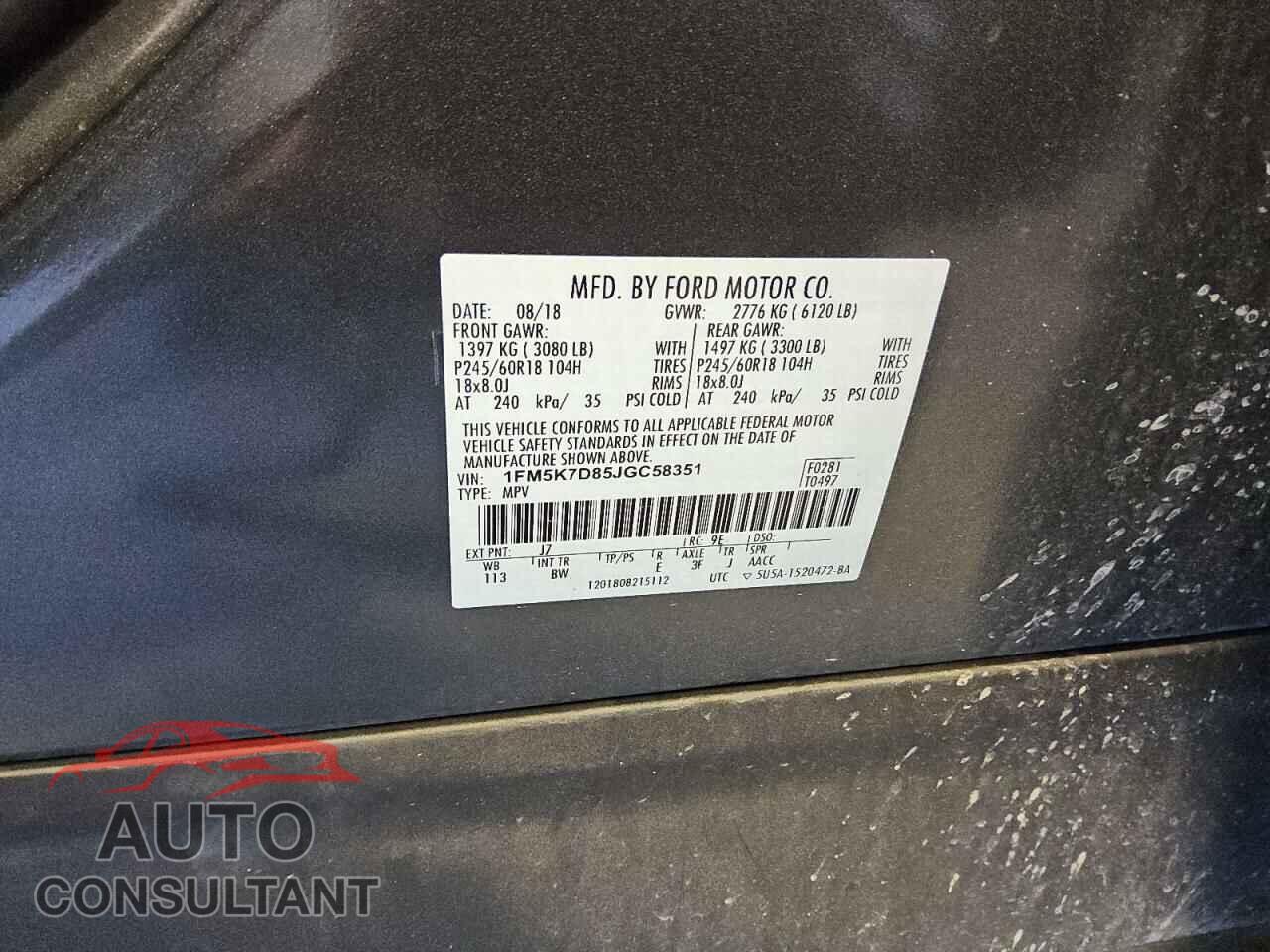 FORD EXPLORER 2018 - 1FM5K7D85JGC58351