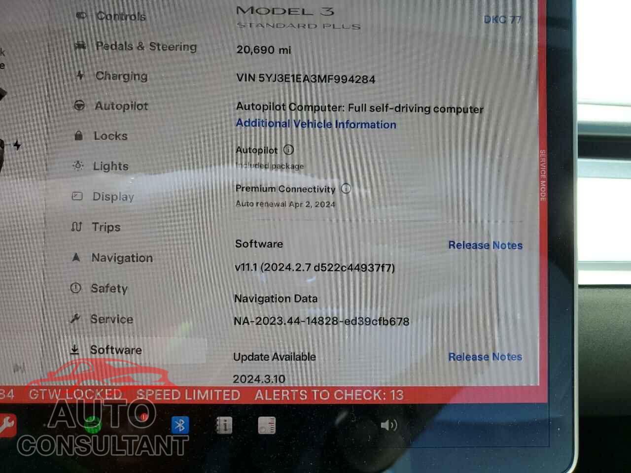 TESLA MODEL 3 2021 - 5YJ3E1EA3MF994284