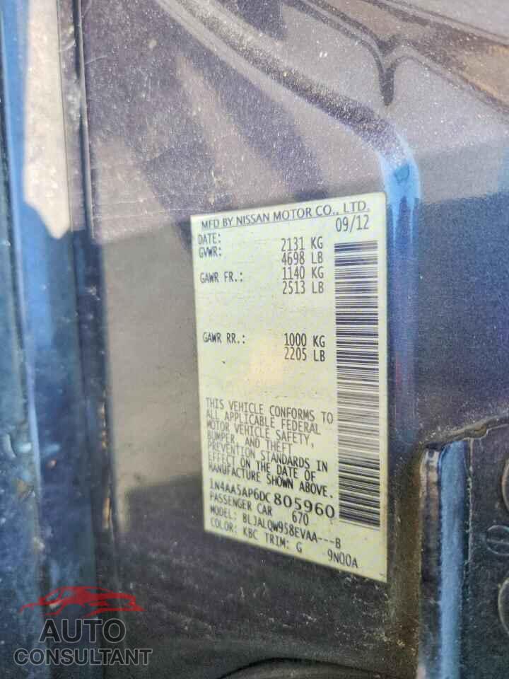 NISSAN MAXIMA 2013 - 1N4AA5AP6DC805960