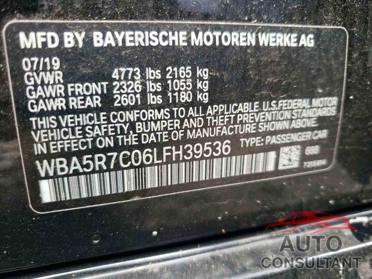BMW 3 SERIES 2020 - WBA5R7C06LFH39536