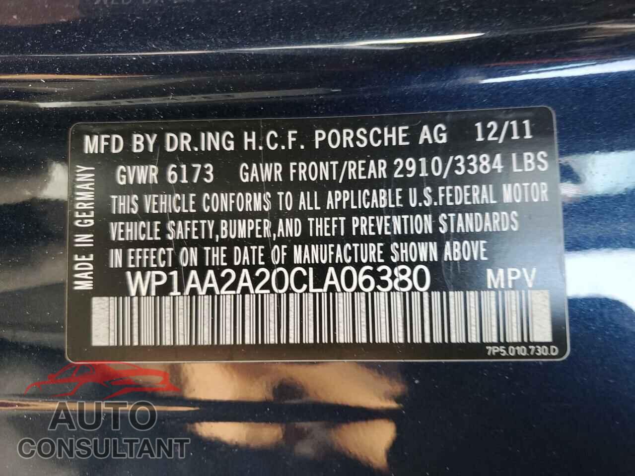 PORSCHE CAYENNE 2012 - WP1AA2A20CLA06380