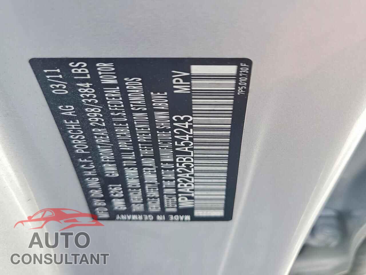 PORSCHE CAYENNE 2011 - WP1AB2A25BLA54243