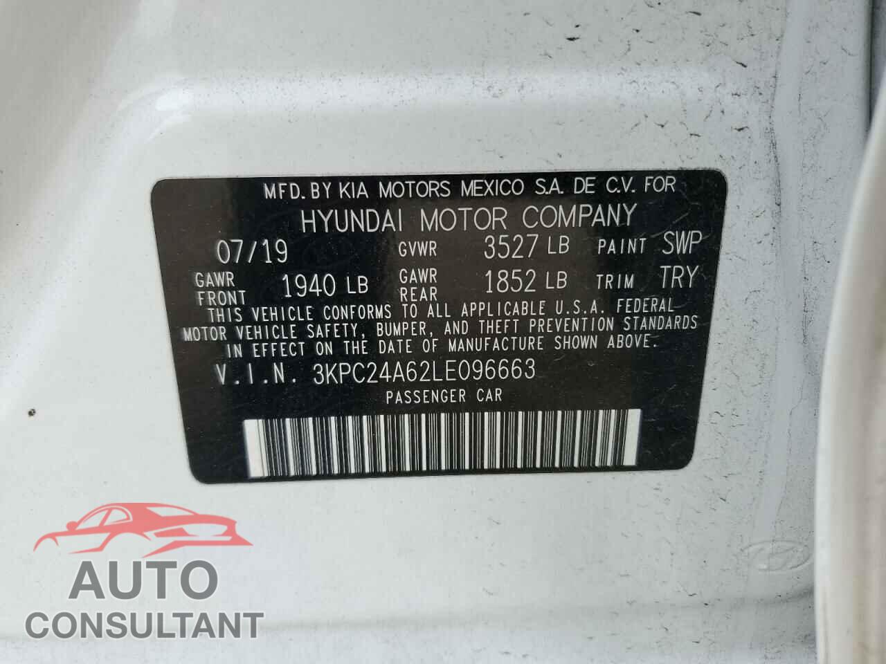 HYUNDAI ACCENT 2020 - 3KPC24A62LE096663