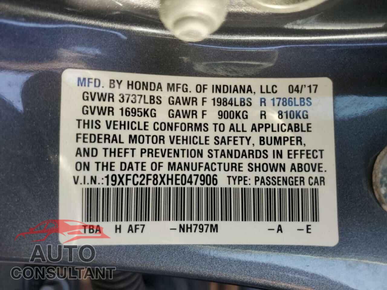 HONDA CIVIC 2017 - 19XFC2F8XHE047906