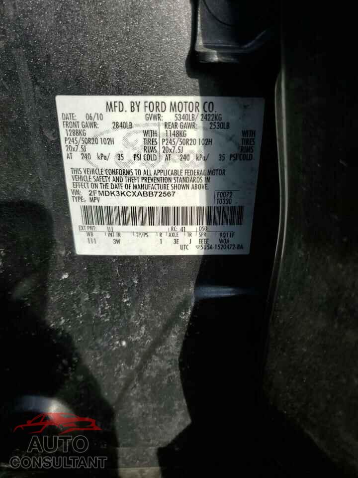 FORD EDGE 2010 - 2FMDK3KCXABB72567