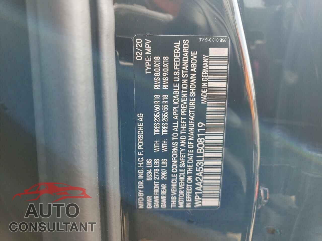 PORSCHE MACAN 2020 - WP1AA2A53LLB08119