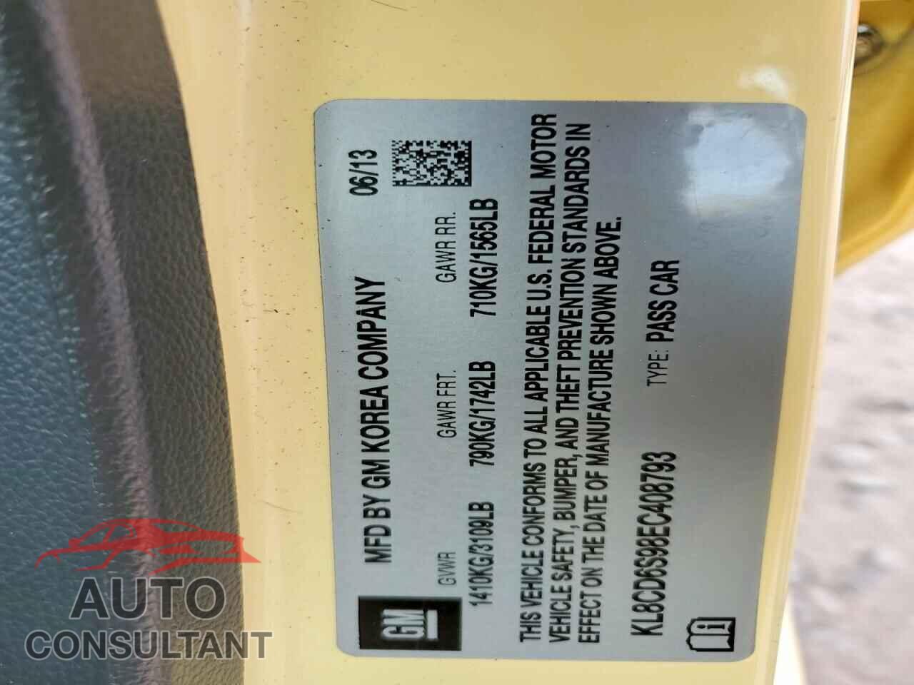 CHEVROLET SPARK 2014 - KL8CD6S98EC408793