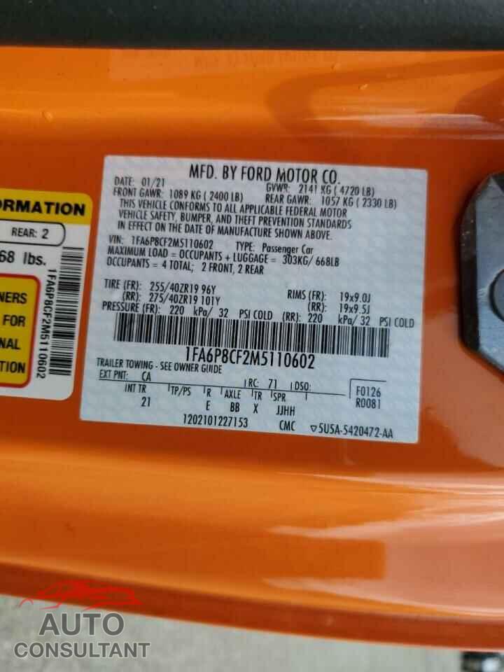 FORD MUSTANG 2021 - 1FA6P8CF2M5110602