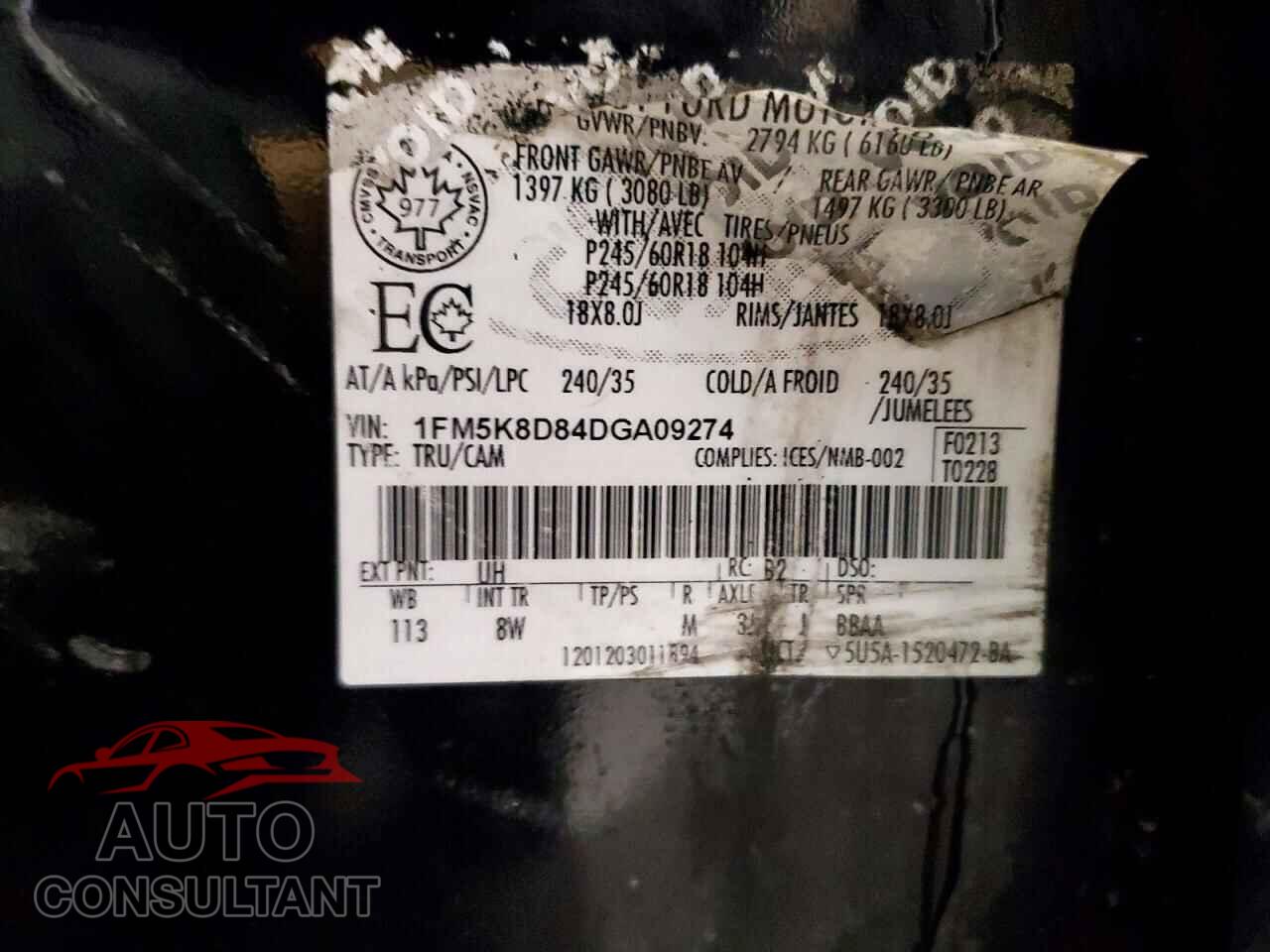 FORD EXPLORER 2013 - 1FM5K8D84DGA09274