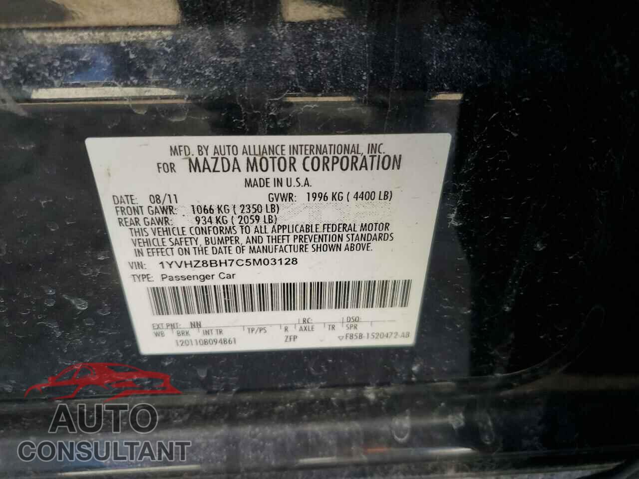 MAZDA 6 2012 - 1YVHZ8BH7C5M03128