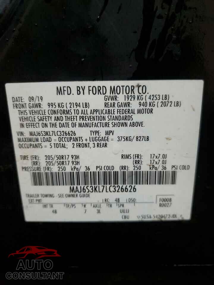 FORD ECOSPORT 2020 - MAJ6S3KL7LC326626