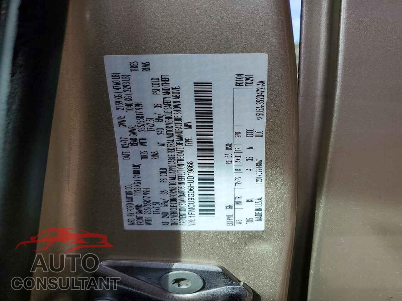 FORD ESCAPE 2017 - 1FMCU9GD6HUD19868