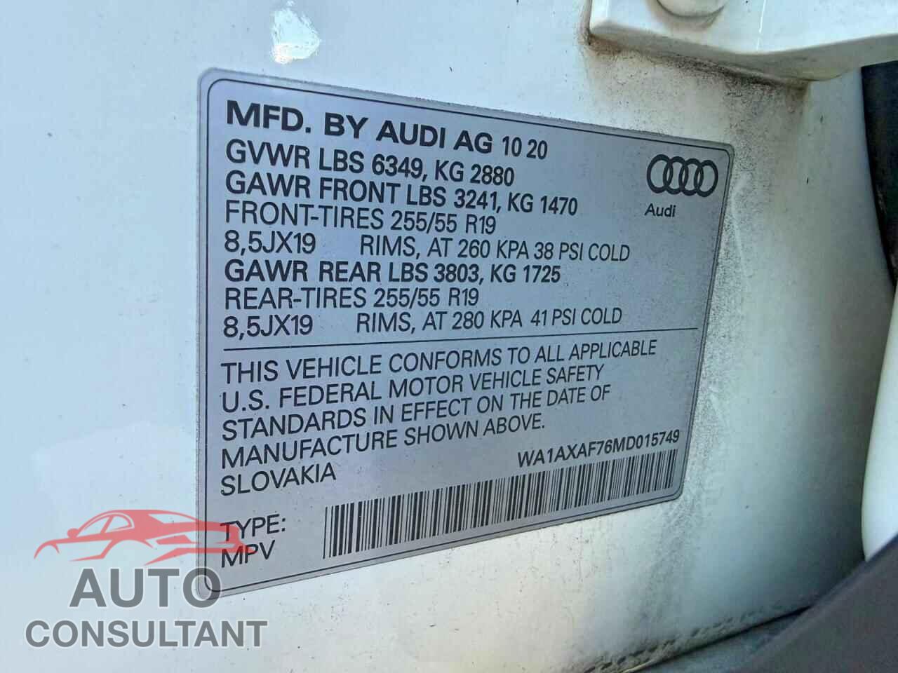 AUDI Q7 2021 - WA1AXAF76MD015749