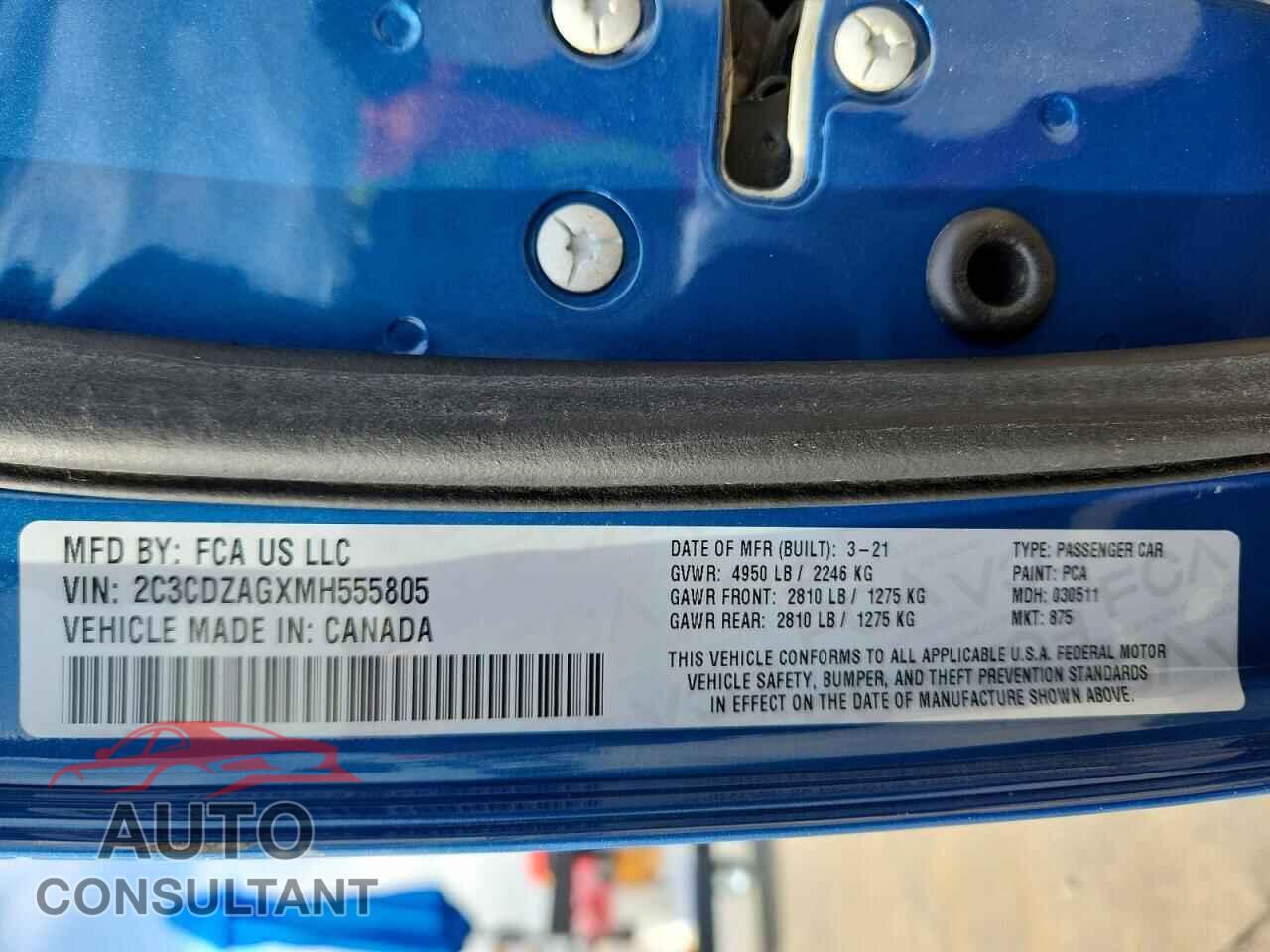 DODGE CHALLENGER 2021 - 2C3CDZAGXMH555805