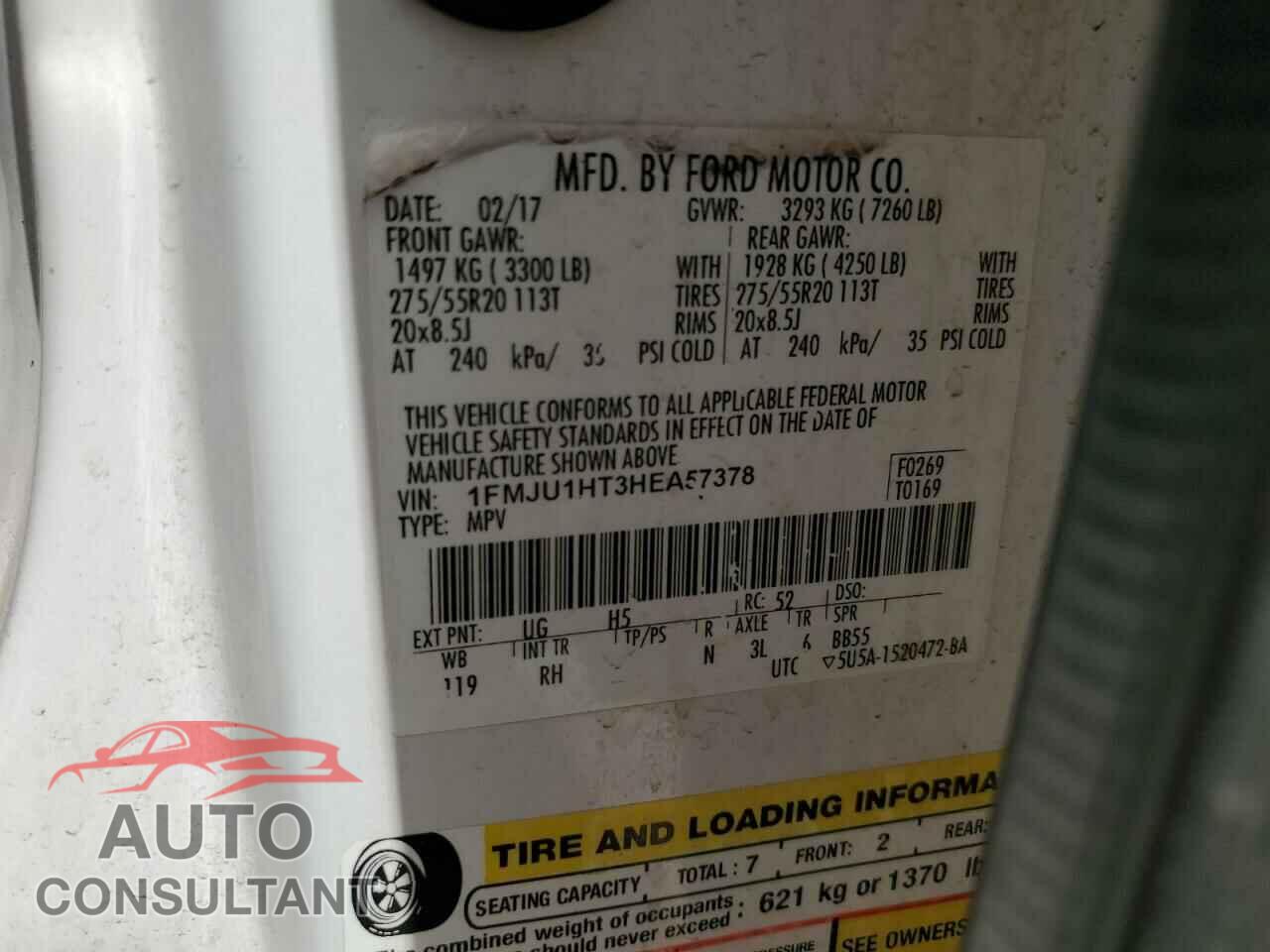 FORD EXPEDITION 2017 - 1FMJU1HT3HEA57378