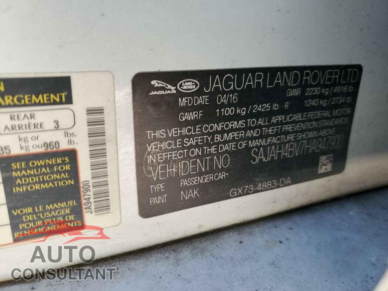 JAGUAR XE 2017 - SAJAH4BV7HA947900