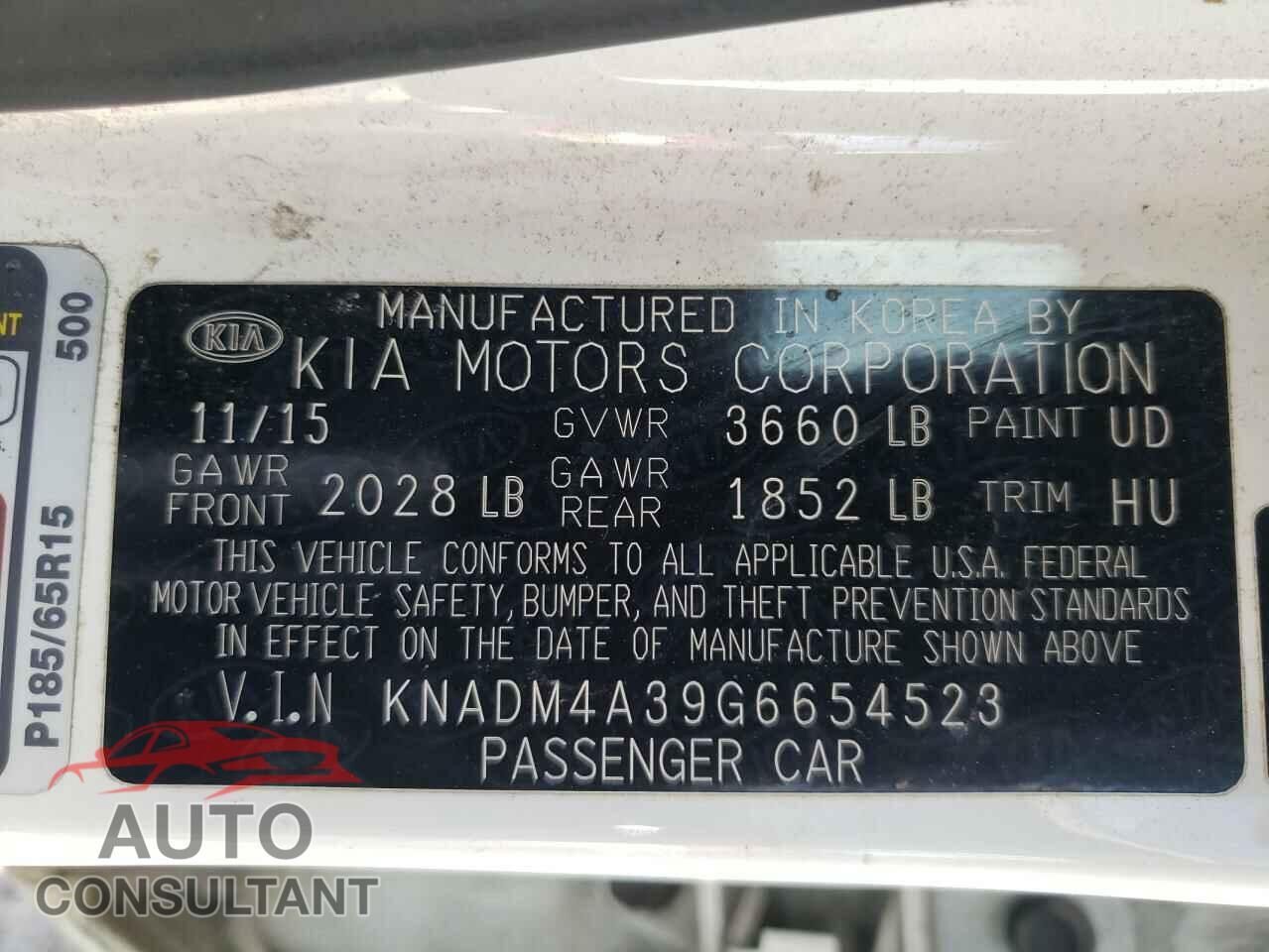 KIA RIO 2016 - KNADM4A39G6654523
