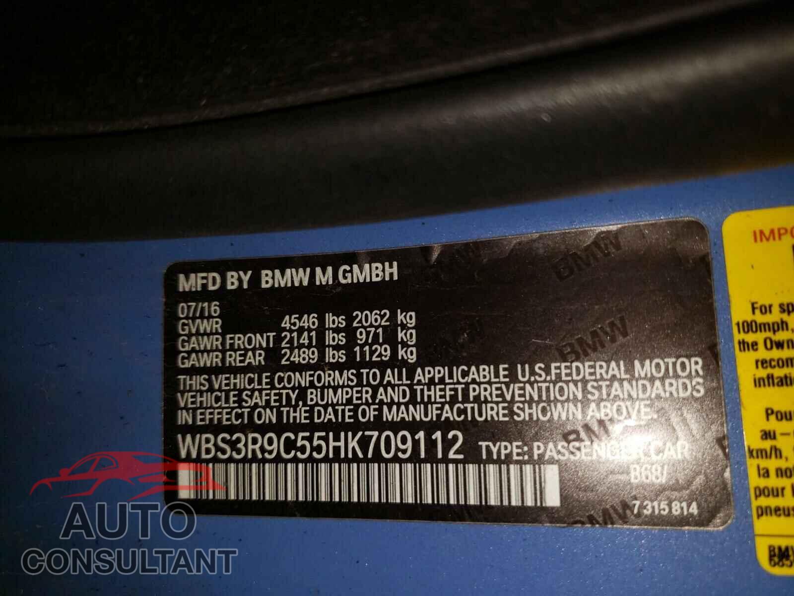 BMW M4 2017 - WBS3R9C55HK709112