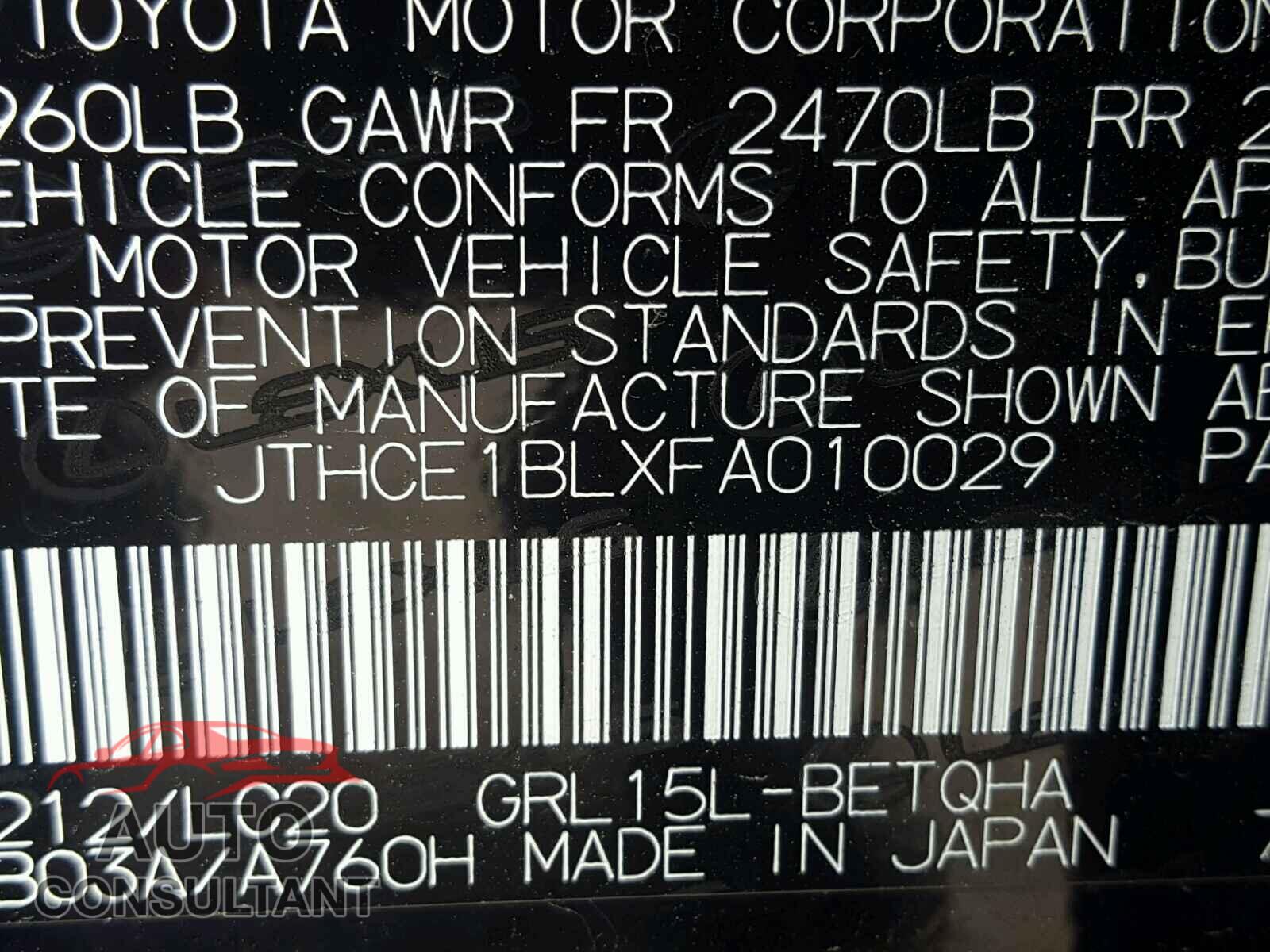LEXUS GS350 2015 - JTHCE1BLXFA010029
