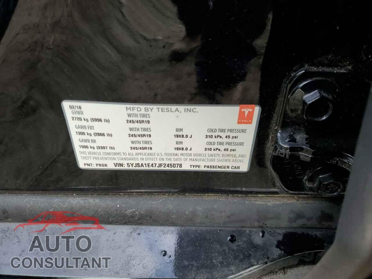 TESLA MODEL S 2018 - 5YJSA1E47JF245078