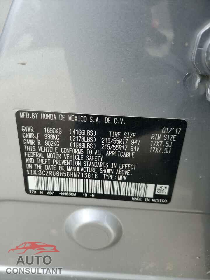 HONDA HR-V 2017 - 3CZRU6H56HM713616