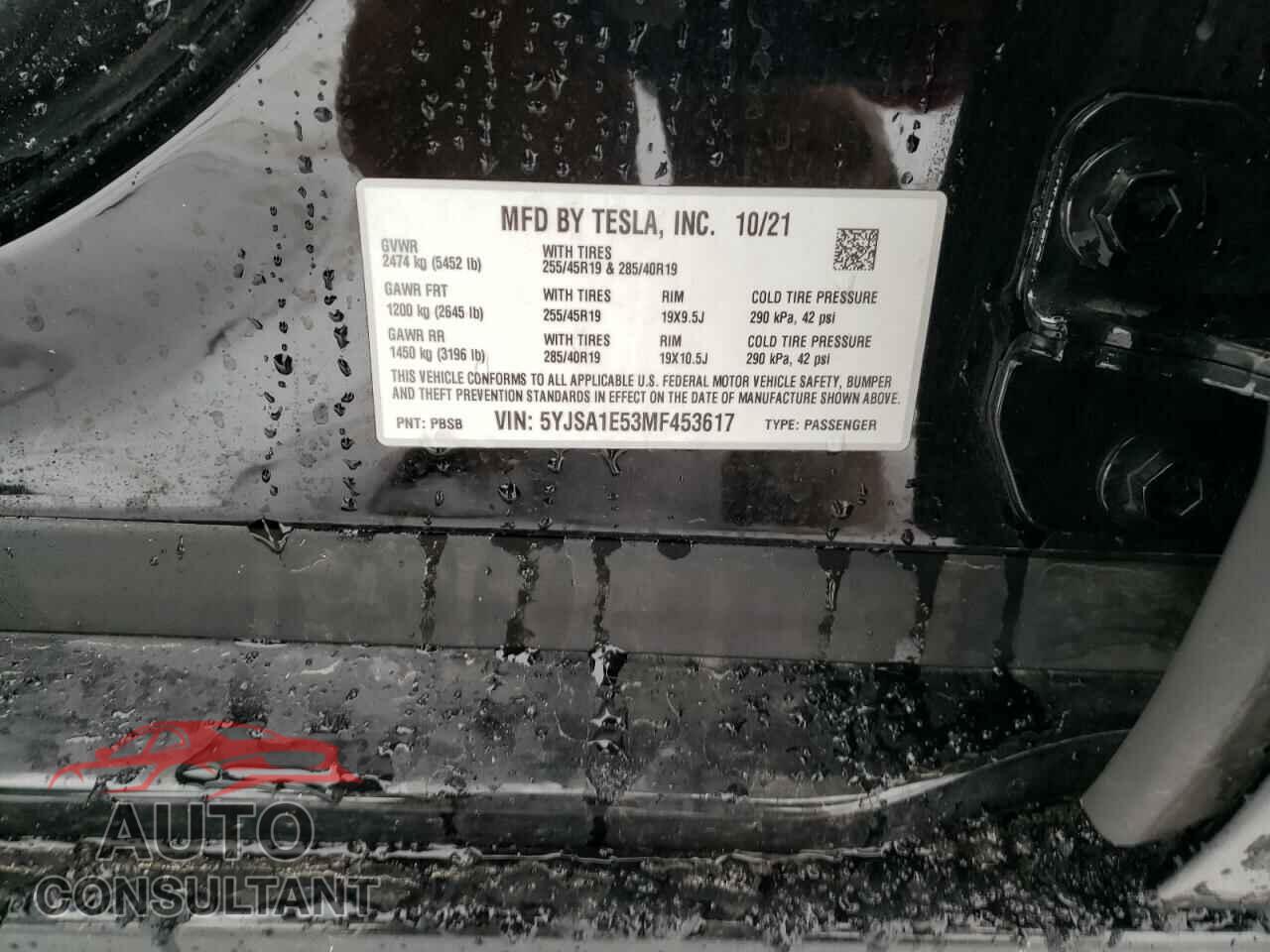 TESLA MODEL S 2021 - 5YJSA1E53MF453617