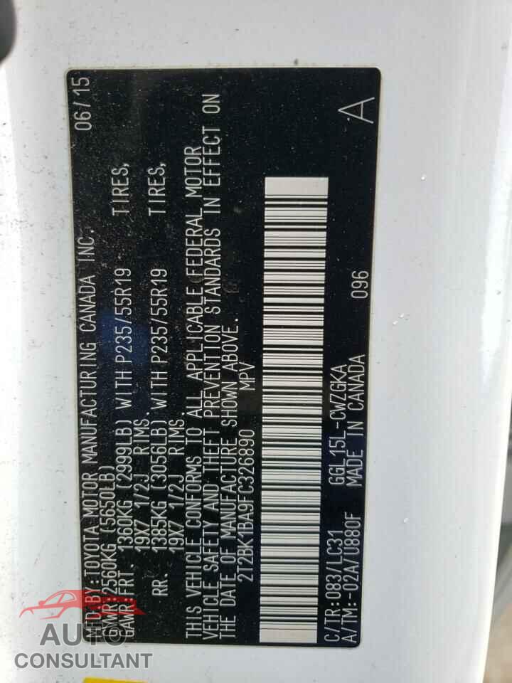 LEXUS RX350 2015 - 2T2BK1BA9FC326890
