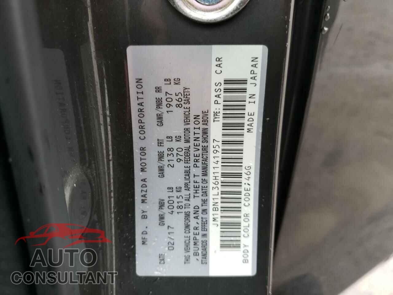 MAZDA 3 2017 - JM1BN1L36H1141957