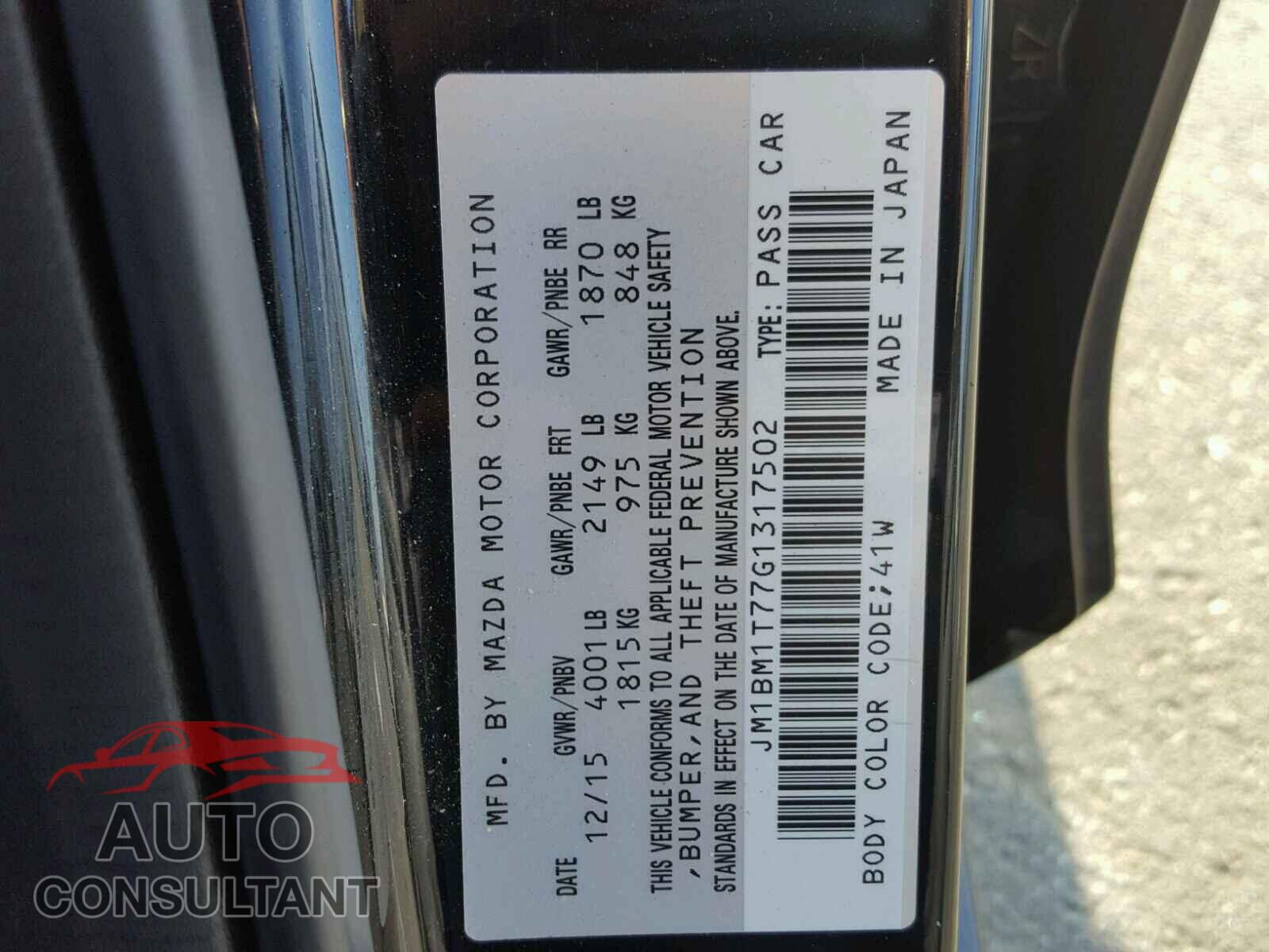 MAZDA 3 2016 - JM1BM1T77G1317502
