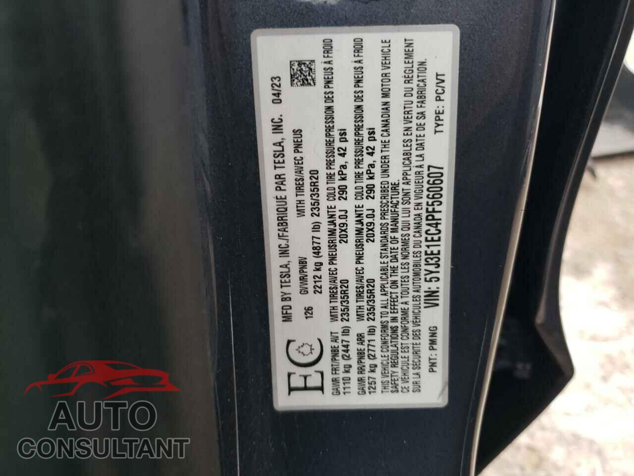 TESLA MODEL 3 2023 - 5YJ3E1EC4PF560607