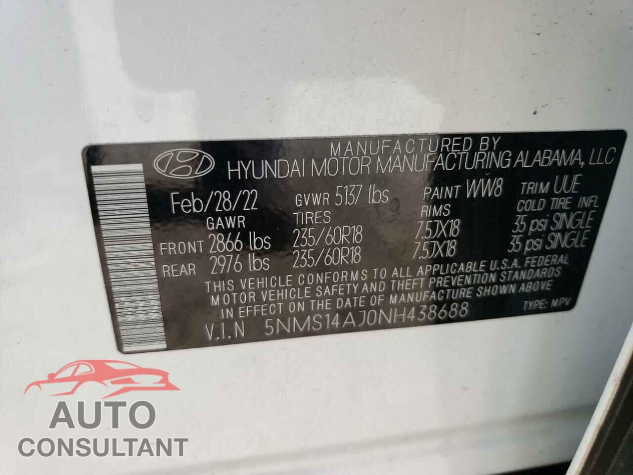 HYUNDAI SANTA FE 2022 - 5NMS14AJ0NH438688